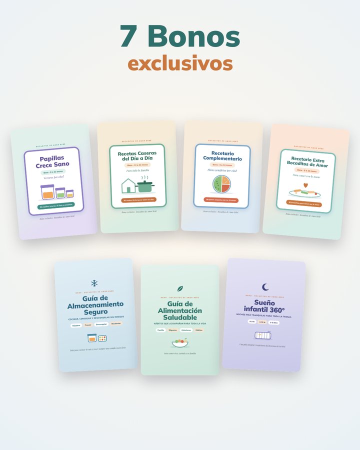 Los 7 bonos exclusivos del pack Bocaditos de Amor Bebé